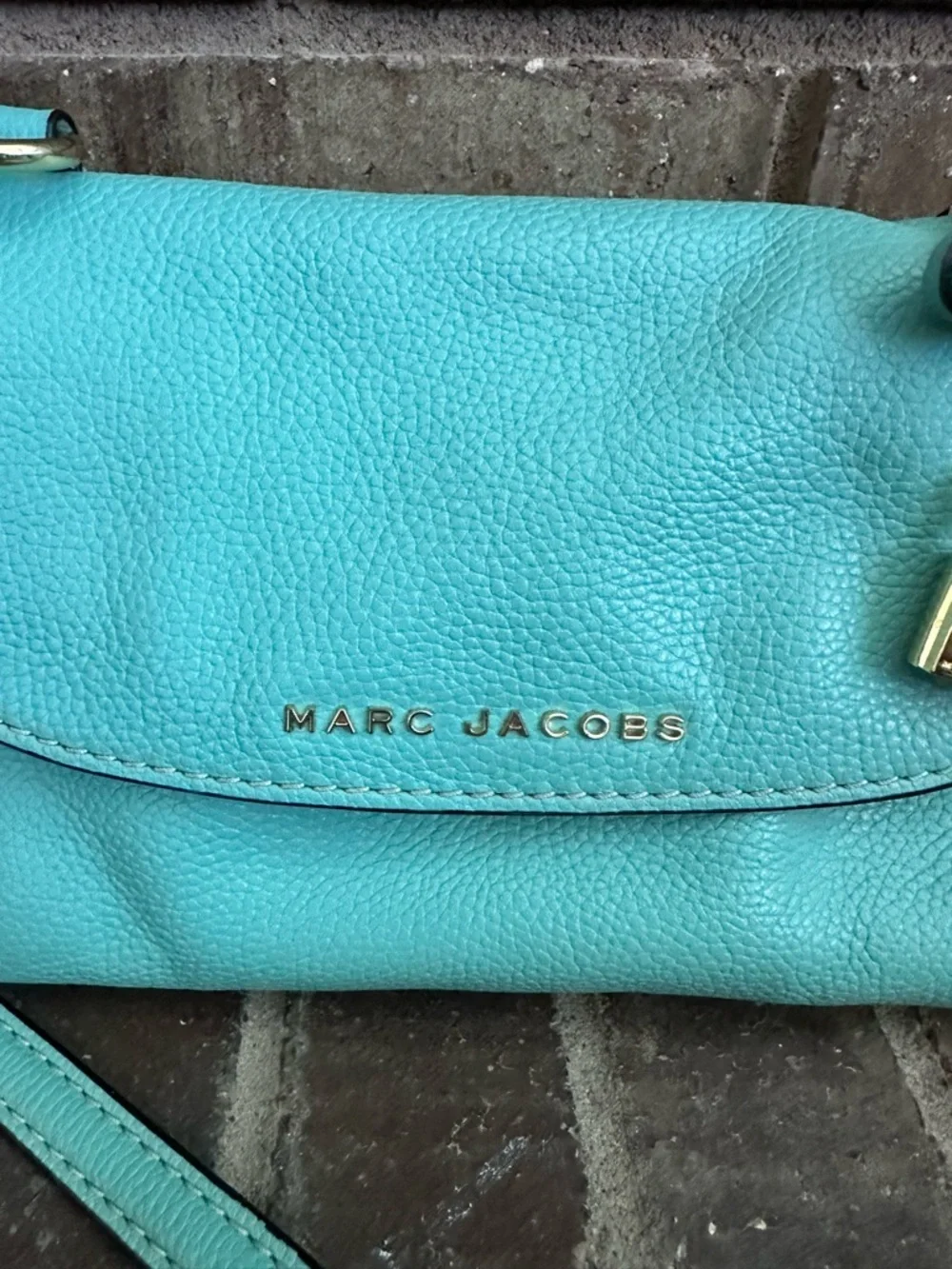 Marc Jacobs Turquoise Pebbled Leather Flap Crossbody Bag Boho Chic